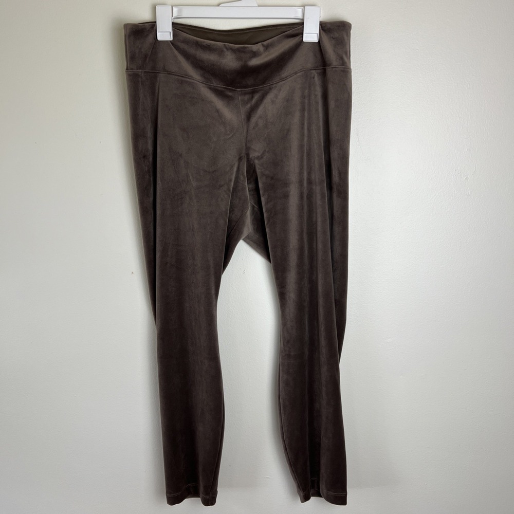 Pure Jill Lounge Pants Size 2X High Waisted Velour Brown Cozy Comfy Leggings - Picture 3 of 14
